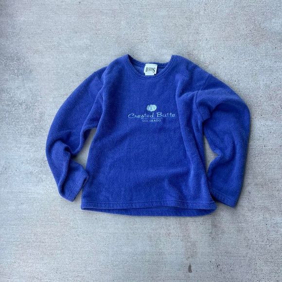 Embroidered Fleece‎ Crested Butte Crewneck Purple Size S - Picture 1 of 3